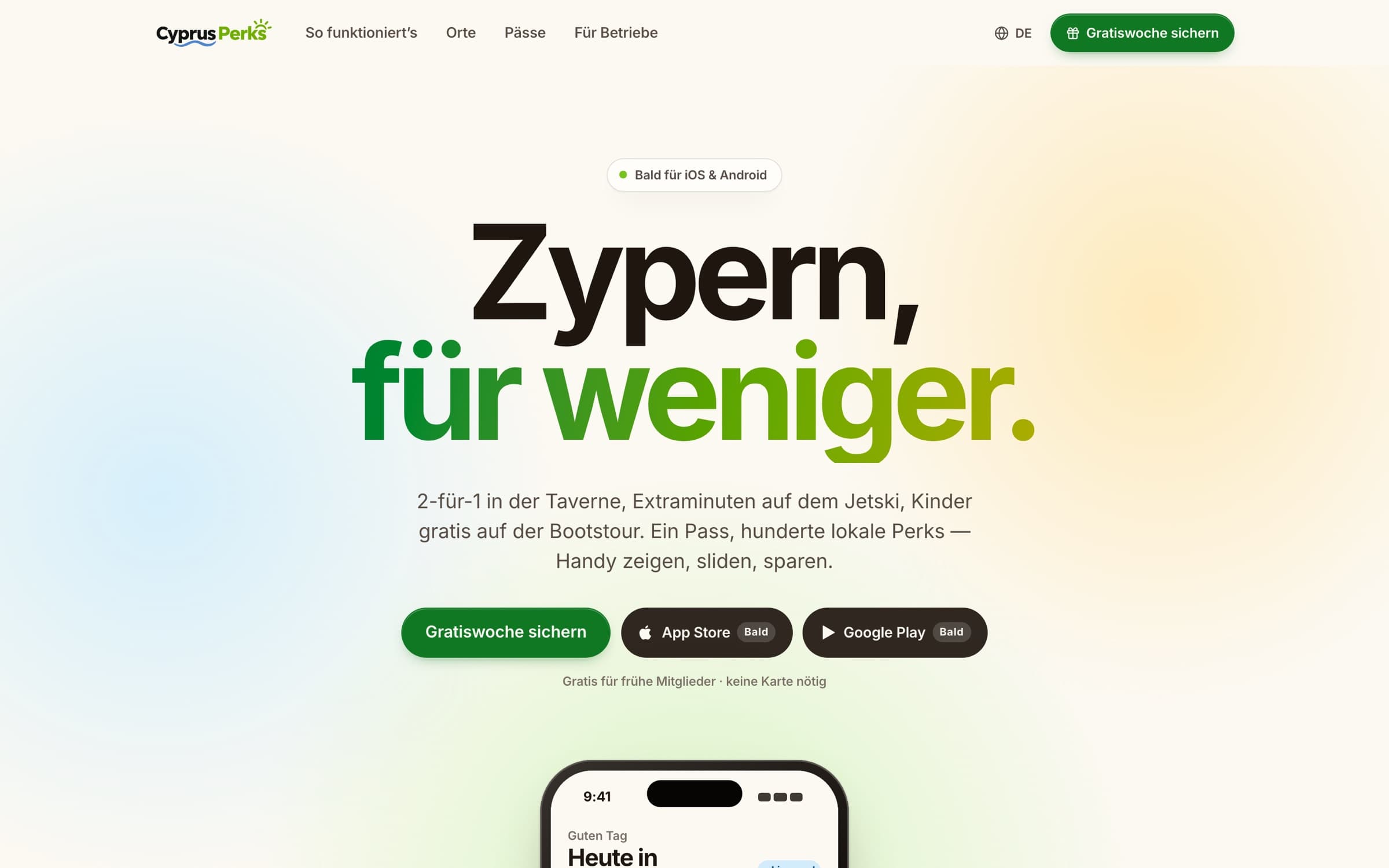 Landing page with waitlist and store notice