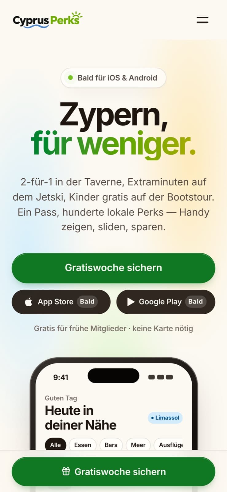 The website on a phone