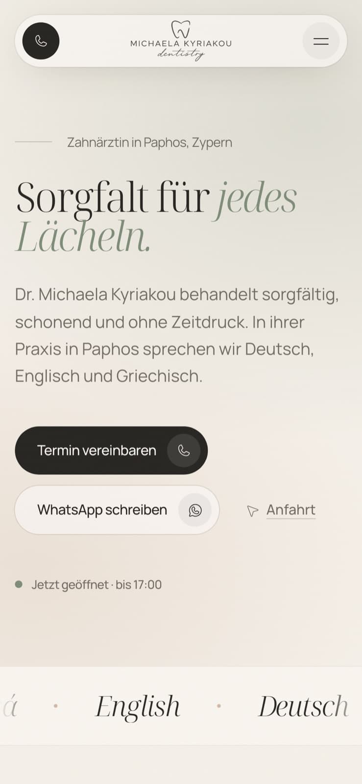 The website on a phone